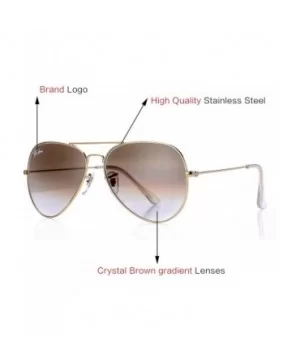 Aviator Crystal Lens Large Metal Sunglasses - Gold Frame/Crystal Brown Gradient Lens - CF12O11ZQIK $16.50 Aviator