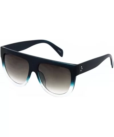 Vintage Shadow Designer Flat Top Aviator Oversize Women Gradient Sunglasses (Blue - White - 56) - C21864TEW4Q $6.38 Aviator