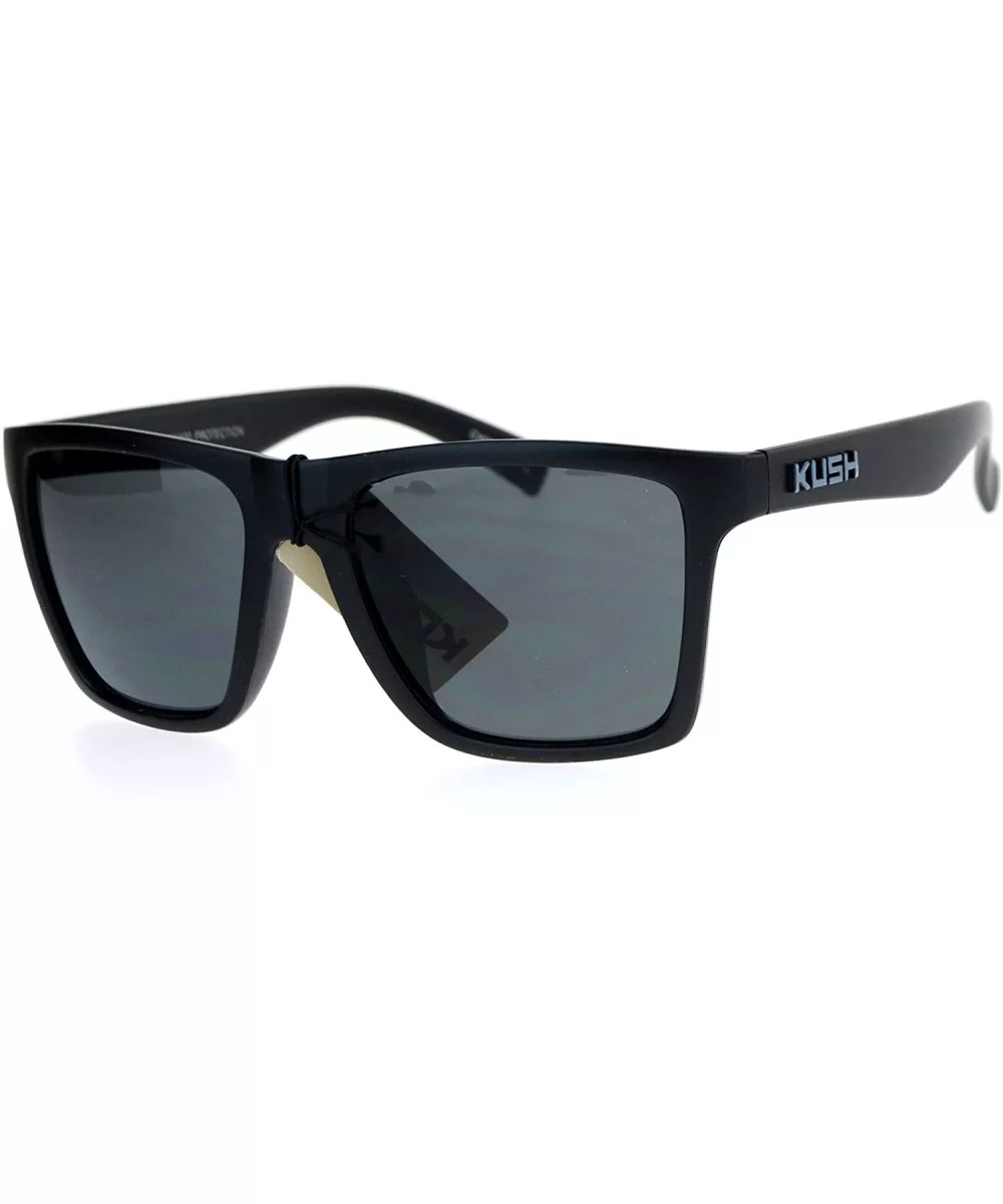 Kush All Black Classic Matte Horn Rim Sport Mens Sunglasses - Grey Logo - CZ12N7ZPDQI $11.38 Rectangular