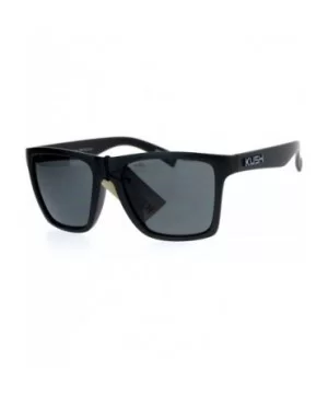 Kush All Black Classic Matte Horn Rim Sport Mens Sunglasses - Grey Logo - CZ12N7ZPDQI $11.38 Rectangular