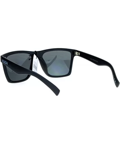 Kush All Black Classic Matte Horn Rim Sport Mens Sunglasses - Grey Logo - CZ12N7ZPDQI $11.38 Rectangular