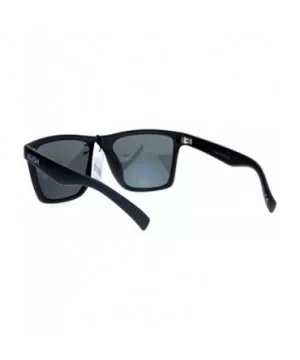 Kush All Black Classic Matte Horn Rim Sport Mens Sunglasses - Grey Logo - CZ12N7ZPDQI $11.38 Rectangular