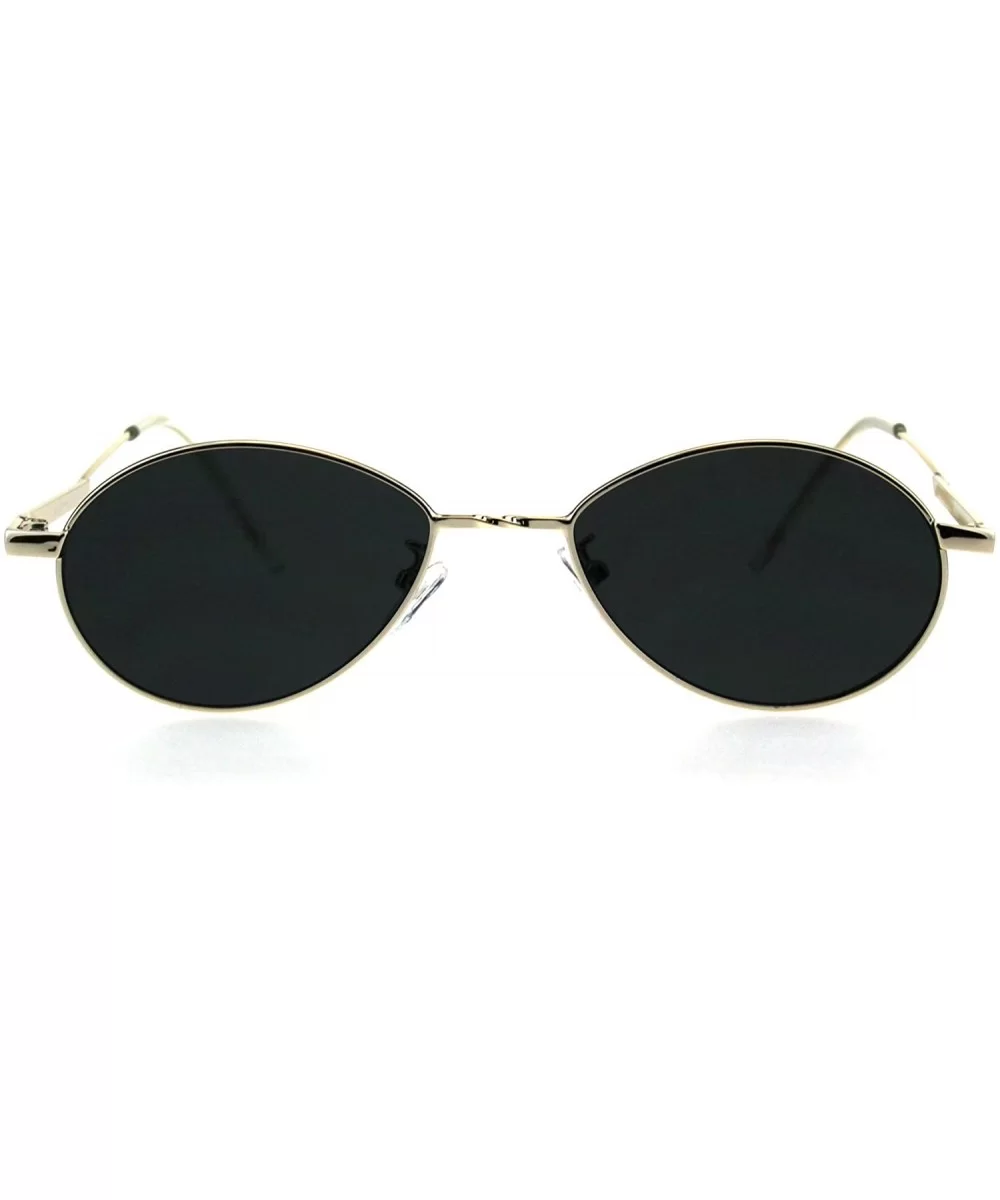 Mens Mod Oval Round Metal Rim Hippie Sunglasses - Silver Black - C018GQXUEI5 $9.83 Oval