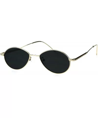 Mens Mod Oval Round Metal Rim Hippie Sunglasses - Silver Black - C018GQXUEI5 $9.83 Oval