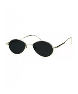 Mens Mod Oval Round Metal Rim Hippie Sunglasses - Silver Black - C018GQXUEI5 $9.83 Oval