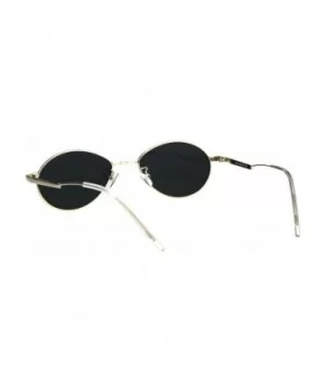 Mens Mod Oval Round Metal Rim Hippie Sunglasses - Silver Black - C018GQXUEI5 $9.83 Oval