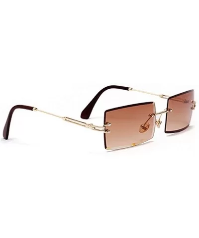 Square Ultra-Small Frame sunglasses for Women Men Rectangle Retro see through lens rimless sunglasses - 3 - CZ195A4NCT6 $10.5...