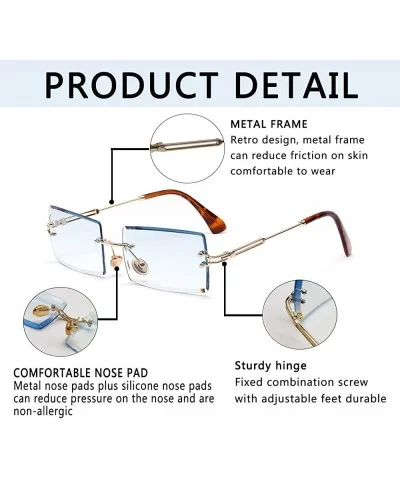 Square Ultra-Small Frame sunglasses for Women Men Rectangle Retro see through lens rimless sunglasses - 3 - CZ195A4NCT6 $10.5...