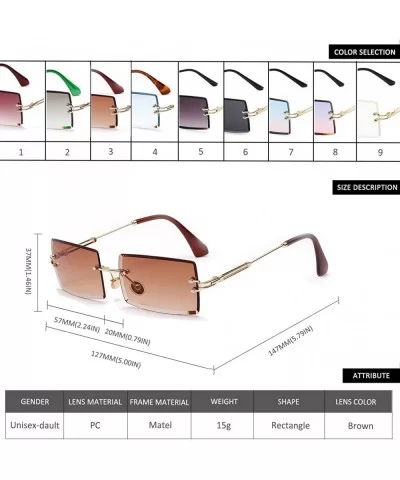 Square Ultra-Small Frame sunglasses for Women Men Rectangle Retro see through lens rimless sunglasses - 3 - CZ195A4NCT6 $10.5...