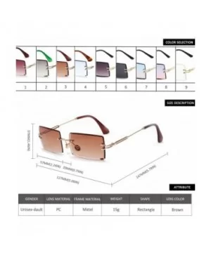 Square Ultra-Small Frame sunglasses for Women Men Rectangle Retro see through lens rimless sunglasses - 3 - CZ195A4NCT6 $10.5...