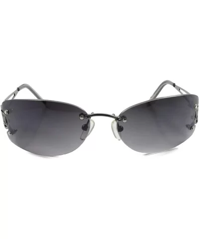 Rimless Rectangle Sunglasses Womens Elegant Slick Design Stylish Frame - Gunmetal & Gray - CS18SY3SYM0 $7.88 Rimless