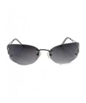 Rimless Rectangle Sunglasses Womens Elegant Slick Design Stylish Frame - Gunmetal & Gray - CS18SY3SYM0 $7.88 Rimless