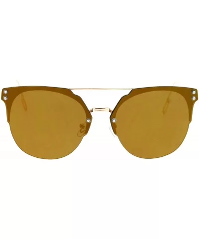 Rimless Flat Top Flat Lens Sunglasses Womens Eyewear Thin Metal Frame - Gold (Gold Mirror) - CH188KL40IU $9.39 Rimless