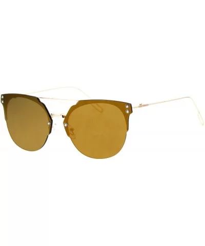 Rimless Flat Top Flat Lens Sunglasses Womens Eyewear Thin Metal Frame - Gold (Gold Mirror) - CH188KL40IU $9.39 Rimless