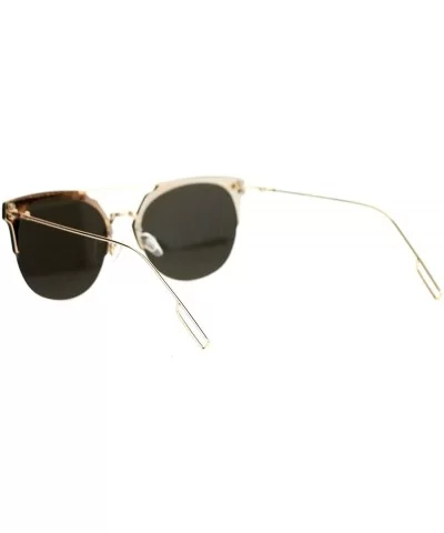 Rimless Flat Top Flat Lens Sunglasses Womens Eyewear Thin Metal Frame - Gold (Gold Mirror) - CH188KL40IU $9.39 Rimless