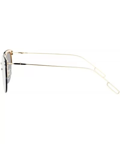 Rimless Flat Top Flat Lens Sunglasses Womens Eyewear Thin Metal Frame - Gold (Gold Mirror) - CH188KL40IU $9.39 Rimless