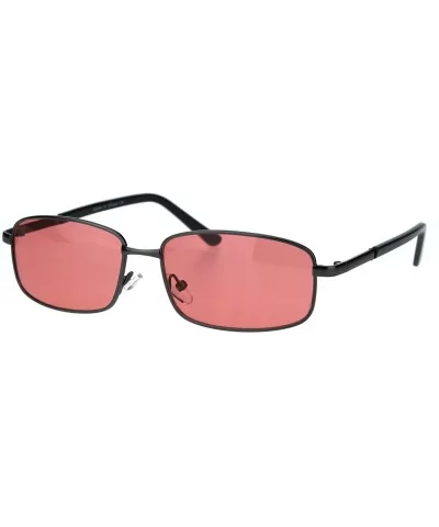 Classic Mens Narrow Rectangular Metal Rim Professor Sunglasses - Gunmetal Red - CG18EYHN5AZ $8.10 Rectangular