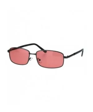 Classic Mens Narrow Rectangular Metal Rim Professor Sunglasses - Gunmetal Red - CG18EYHN5AZ $8.10 Rectangular