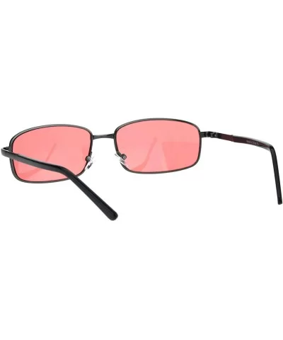 Classic Mens Narrow Rectangular Metal Rim Professor Sunglasses - Gunmetal Red - CG18EYHN5AZ $8.10 Rectangular