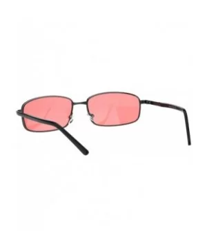 Classic Mens Narrow Rectangular Metal Rim Professor Sunglasses - Gunmetal Red - CG18EYHN5AZ $8.10 Rectangular