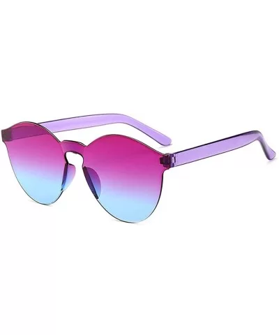 Unisex Fashion Candy Colors Round Outdoor Sunglasses Sunglasses - Purple Blue - CX199S6S0DQ $10.02 Round