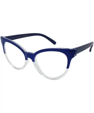 Cat Eye Sunglasses Two-tone with Clear Lens C9401P - Blue-clear - CB18507N35K $5.35 Oval