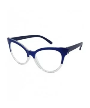 Cat Eye Sunglasses Two-tone with Clear Lens C9401P - Blue-clear - CB18507N35K $5.35 Oval