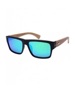 Rectangular Style Wooden Bamboo Sunglasses Men Women Bamboo Glasses540894BM-PRV - C1 Black - C812NRU0M51 $13.30 Square