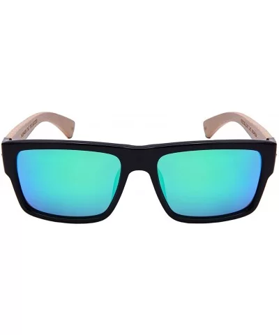 Rectangular Style Wooden Bamboo Sunglasses Men Women Bamboo Glasses540894BM-PRV - C1 Black - C812NRU0M51 $13.30 Square