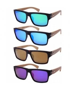 Rectangular Style Wooden Bamboo Sunglasses Men Women Bamboo Glasses540894BM-PRV - C1 Black - C812NRU0M51 $13.30 Square