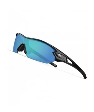 Polarized Sunglasses Interchangeable Baseball - Black&Ice blue lens - CD12DWT4DMD $19.43 Sport