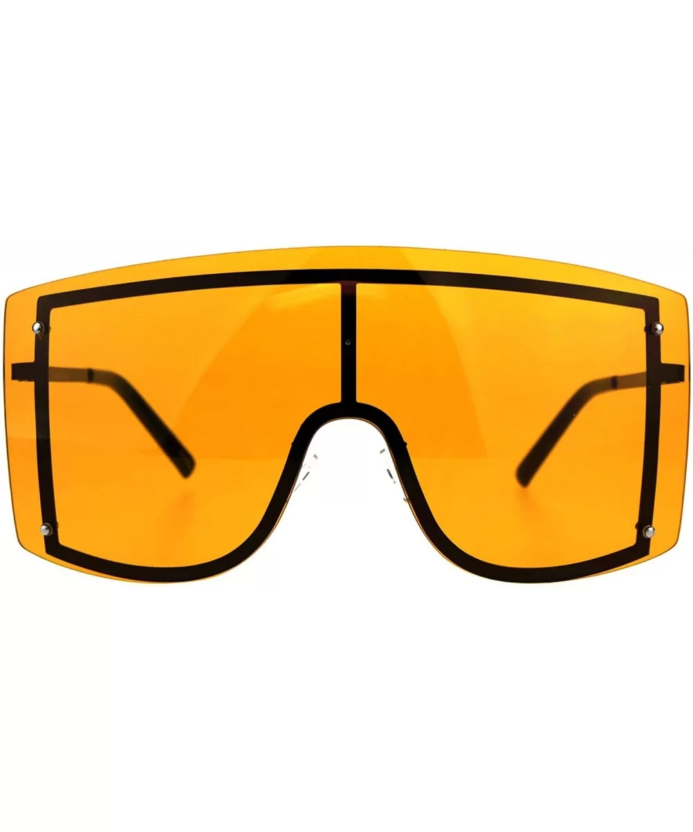 SUPER Oversized Shield Sunglasses Womens Fashion Cover Shades Color Lens - Black (Orange) - C018DSD860L $12.22 Shield