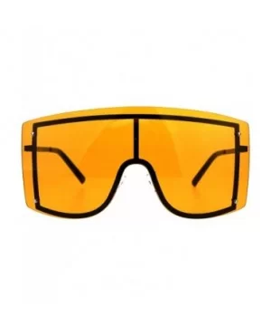 SUPER Oversized Shield Sunglasses Womens Fashion Cover Shades Color Lens - Black (Orange) - C018DSD860L $12.22 Shield