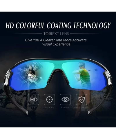 Polarized Sunglasses Interchangeable Baseball - Black&Ice blue lens - CD12DWT4DMD $19.43 Sport