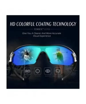 Polarized Sunglasses Interchangeable Baseball - Black&Ice blue lens - CD12DWT4DMD $19.43 Sport