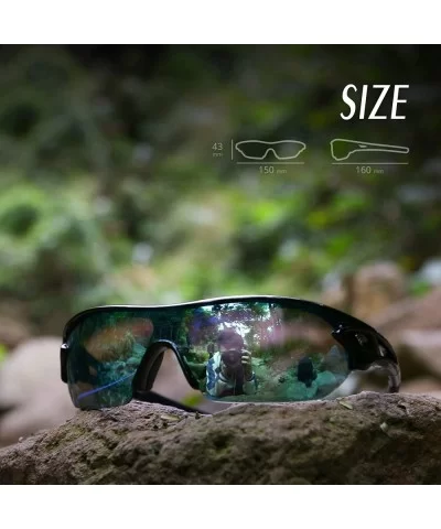 Polarized Sunglasses Interchangeable Baseball - Black&Ice blue lens - CD12DWT4DMD $19.43 Sport