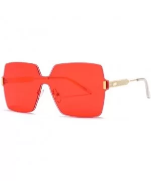 Rimless Square Sunglasses Men One Piece Lens Oversized Sun Glasses Female - Gold With Red - CX18GDAO5W5 $9.45 Square