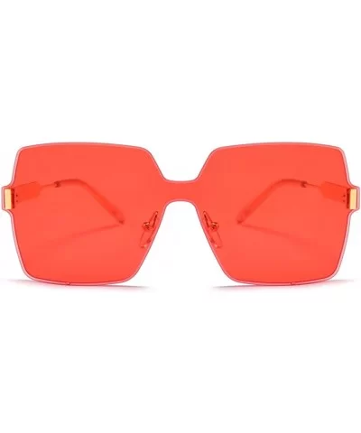 Rimless Square Sunglasses Men One Piece Lens Oversized Sun Glasses Female - Gold With Red - CX18GDAO5W5 $9.45 Square