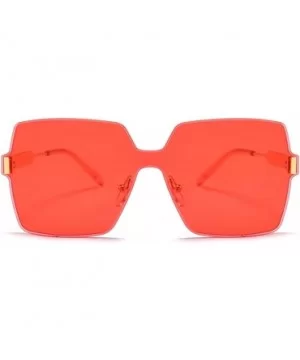 Rimless Square Sunglasses Men One Piece Lens Oversized Sun Glasses Female - Gold With Red - CX18GDAO5W5 $9.45 Square