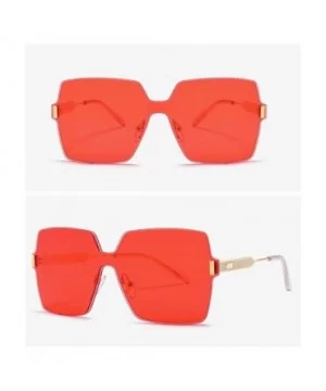 Rimless Square Sunglasses Men One Piece Lens Oversized Sun Glasses Female - Gold With Red - CX18GDAO5W5 $9.45 Square