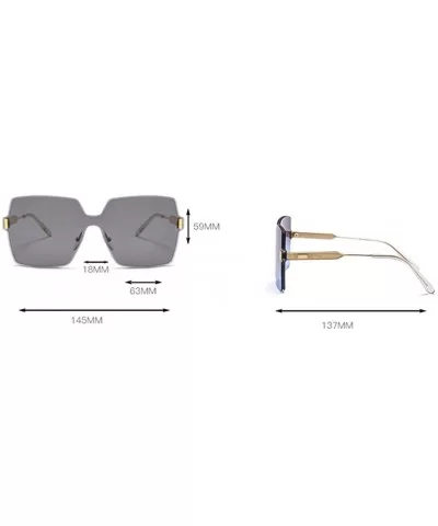 Rimless Square Sunglasses Men One Piece Lens Oversized Sun Glasses Female - Gold With Red - CX18GDAO5W5 $9.45 Square