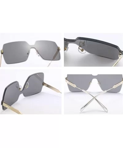 Rimless Square Sunglasses Men One Piece Lens Oversized Sun Glasses Female - Gold With Red - CX18GDAO5W5 $9.45 Square