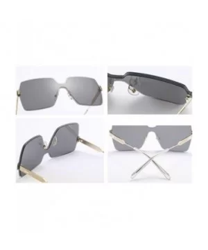 Rimless Square Sunglasses Men One Piece Lens Oversized Sun Glasses Female - Gold With Red - CX18GDAO5W5 $9.45 Square