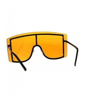 SUPER Oversized Shield Sunglasses Womens Fashion Cover Shades Color Lens - Black (Orange) - C018DSD860L $12.22 Shield