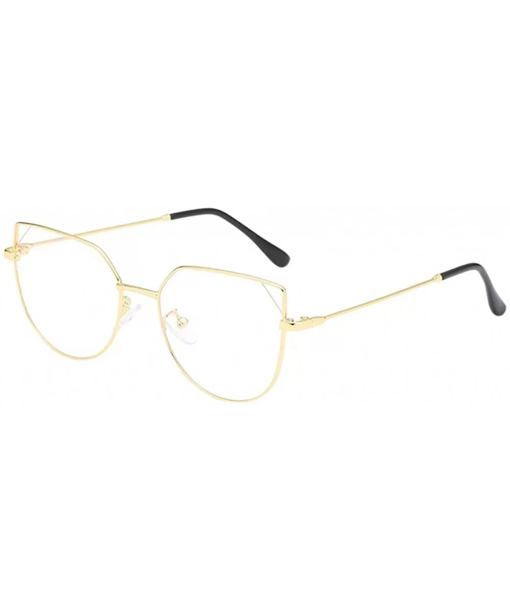 Fashion Square Clear Lens Glasses-Classic Vintage Retro Style Metal Frame Sunglasses Eyewear - F - C6196ILYLQ7 $6.39 Semi-rim...