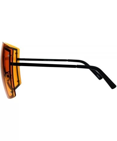 SUPER Oversized Shield Sunglasses Womens Fashion Cover Shades Color Lens - Black (Orange) - C018DSD860L $12.22 Shield