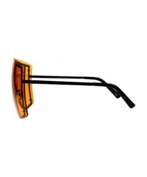 SUPER Oversized Shield Sunglasses Womens Fashion Cover Shades Color Lens - Black (Orange) - C018DSD860L $12.22 Shield