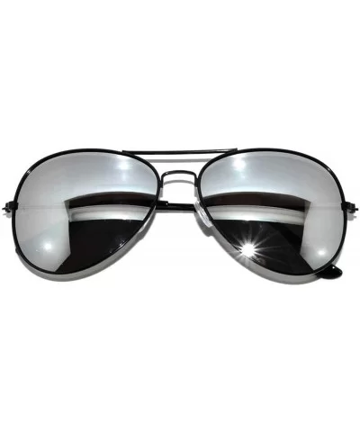 3 Pack of Aviator Sunglasses Black Frame Mirror Lens with Pouches - CP113BV85BD $5.54 Aviator