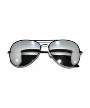 3 Pack of Aviator Sunglasses Black Frame Mirror Lens with Pouches - CP113BV85BD $5.54 Aviator