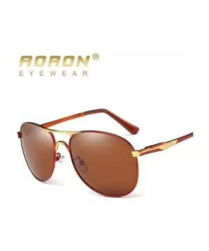 Mens Polarized Sunglasses Driving Eyewear Sports Oval Lens HD New Wide Frame Shades - Red Frame Brown Lens - C51867E96SK $8.7...